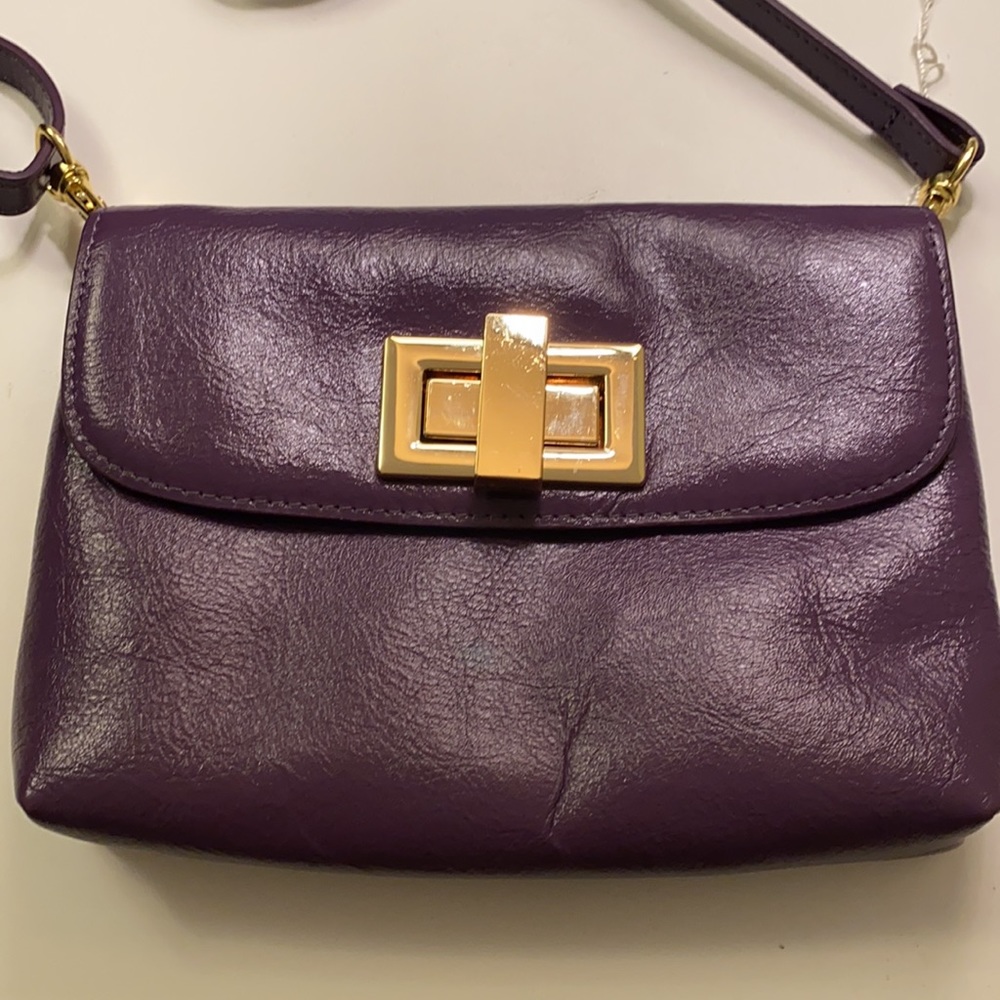 Rowallan Royal Purple Leather Cross Body Mini Bag